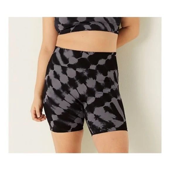PINK Victoria's Secret Pants - PINK VICTORIA’S SECRET PINK ACTIVE VSX Women’s Black Gray Tie-Dye Ribbed Biker S